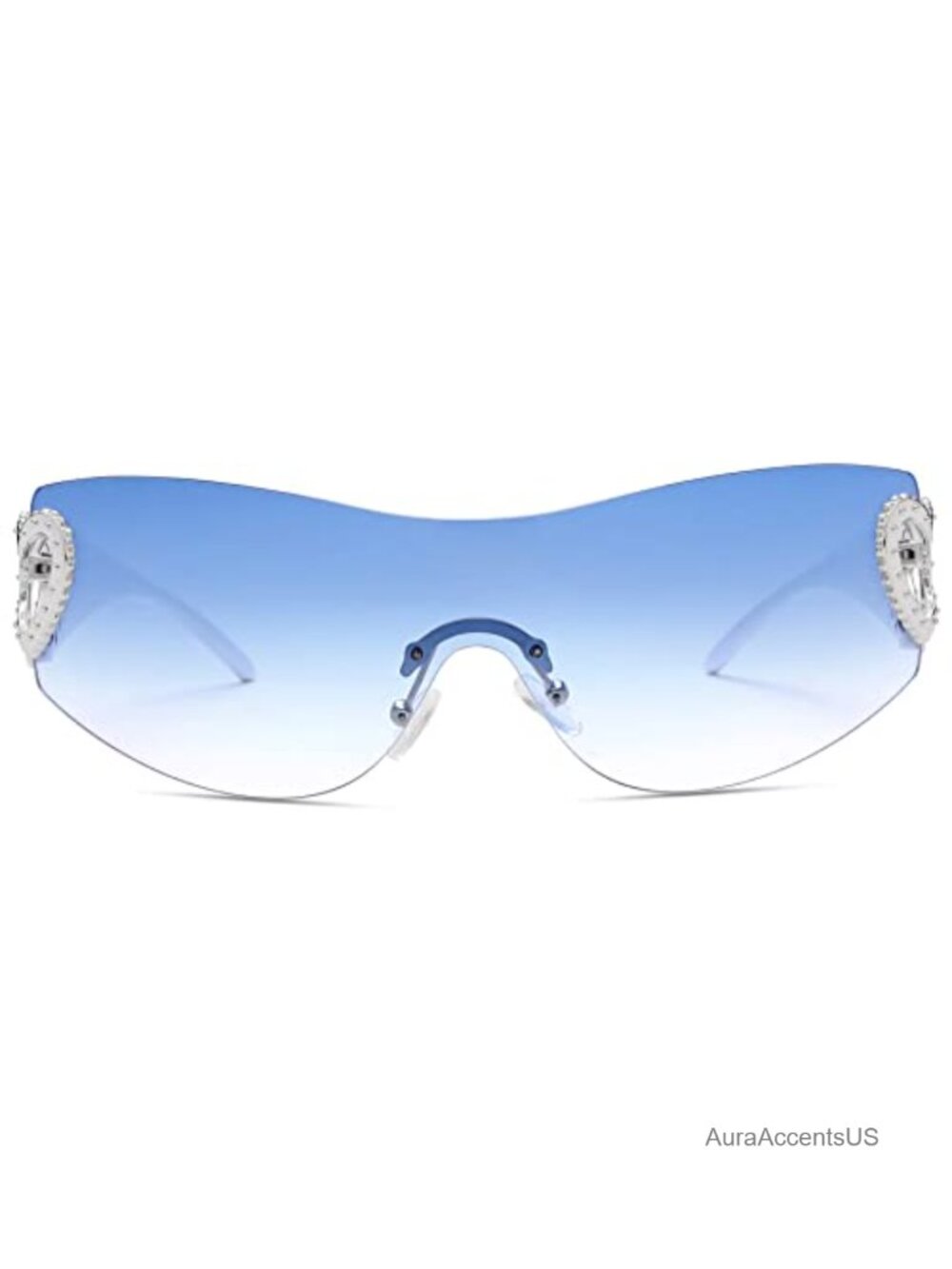 Rimless Wrap Around Y2K Sunglasses Tinted Lens Oversized Retro UV - Picture 2 of 6